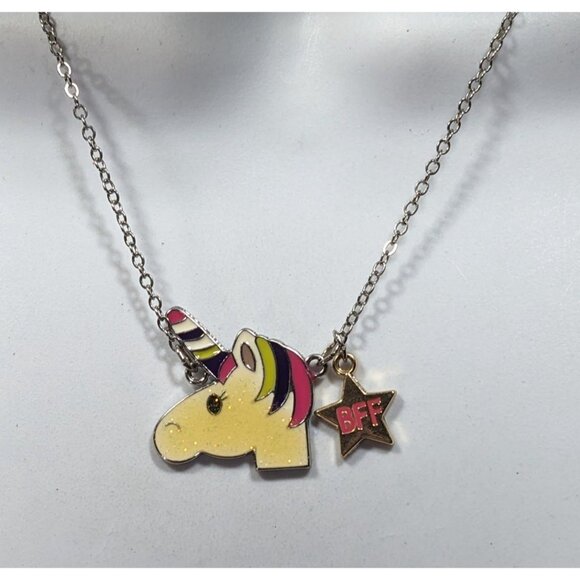 Glitter Unicorn BFF Pendant Necklace With Star Charm - Picture 4 of 5